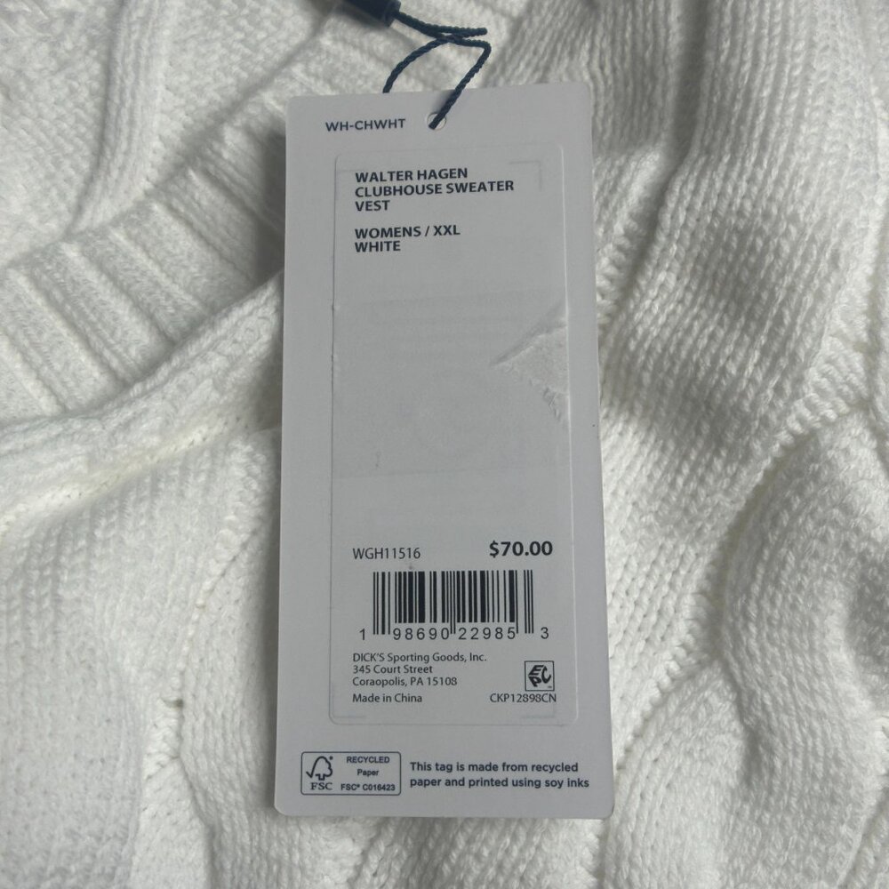 NWT Walter Hagen Women's Clubhouse Sweater Vest Size XXL (WGH11516) White - Picture 9 of 15